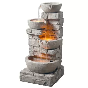 Image of Peaktop Water Fountain Indoor Conservatory Garden Stone With Lights