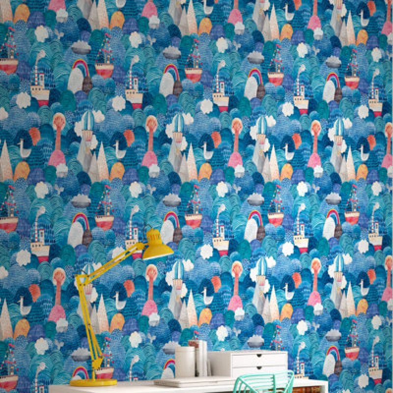 Image of Hoopla Walls Ships Ahoy Ocean Mix 10M Wallpaper