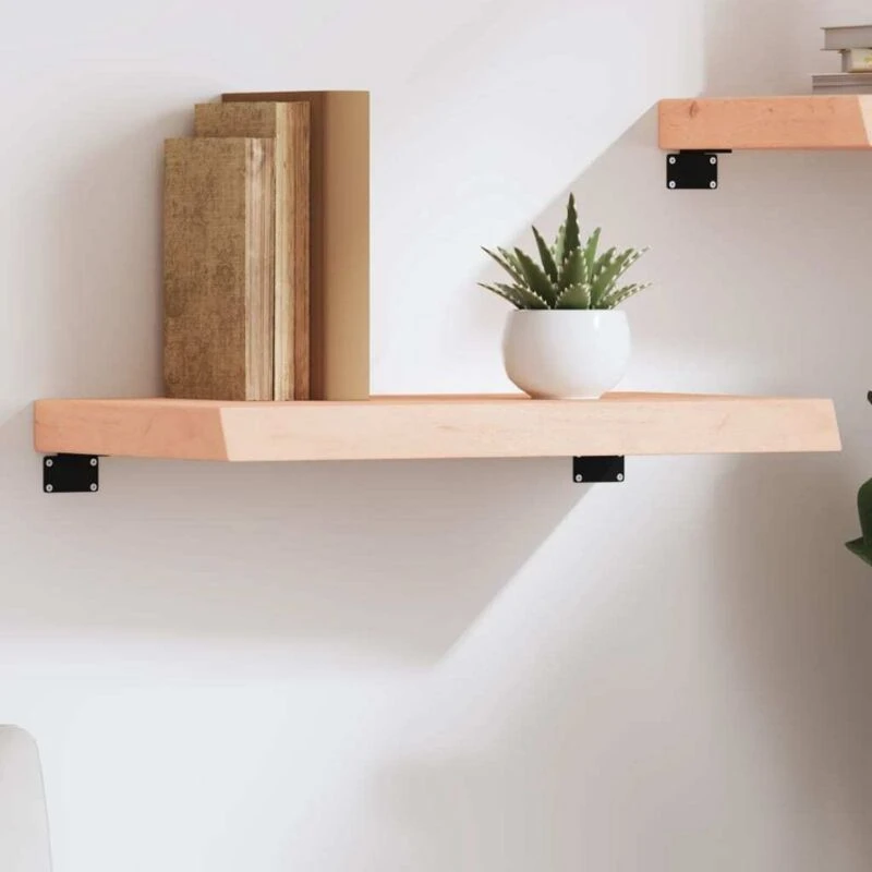 Image of Vidaxl Wall Shelf 60X30X6cm Untreated Solid Wood Oak, Brown 363526