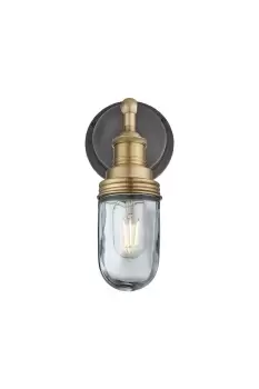 Image of Brooklyn Outdoor & Bathroom Wall Light, Brass Holder, Brass Ring