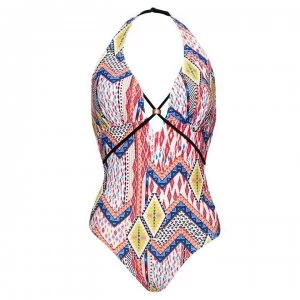 Image of Figleaves Sahara Plunge Strapping Swimsuit - TAPA RED