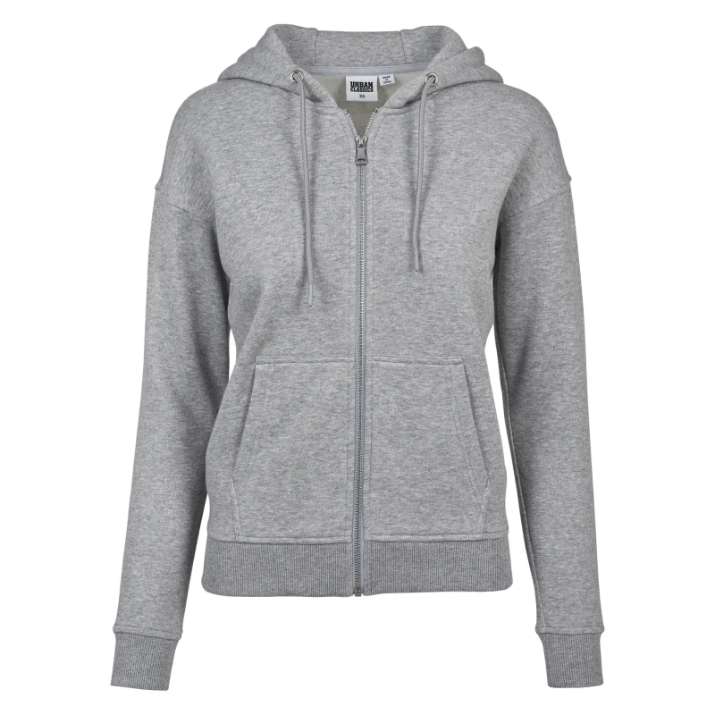 Image of Urban Classics Womens hooded sweatshirt Urban Classic claic zip Gris Female XS