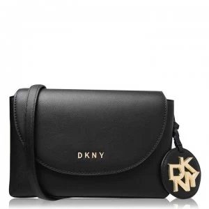 Image of DKNY Dayna Leather Flap Crossbody Bag - Black/Gold BGD