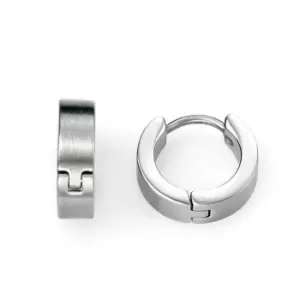 Image of Fred Bennett Stainless Steel Brushed Hinged Huggie Hoop Earrings