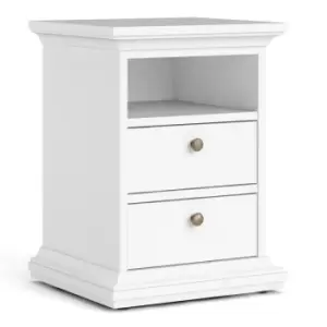 image of Paris Bedside 2 Drawers In White