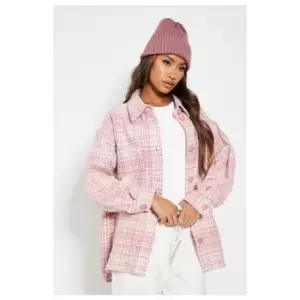 image of I Saw It First Check Button Up Shacket - Pink