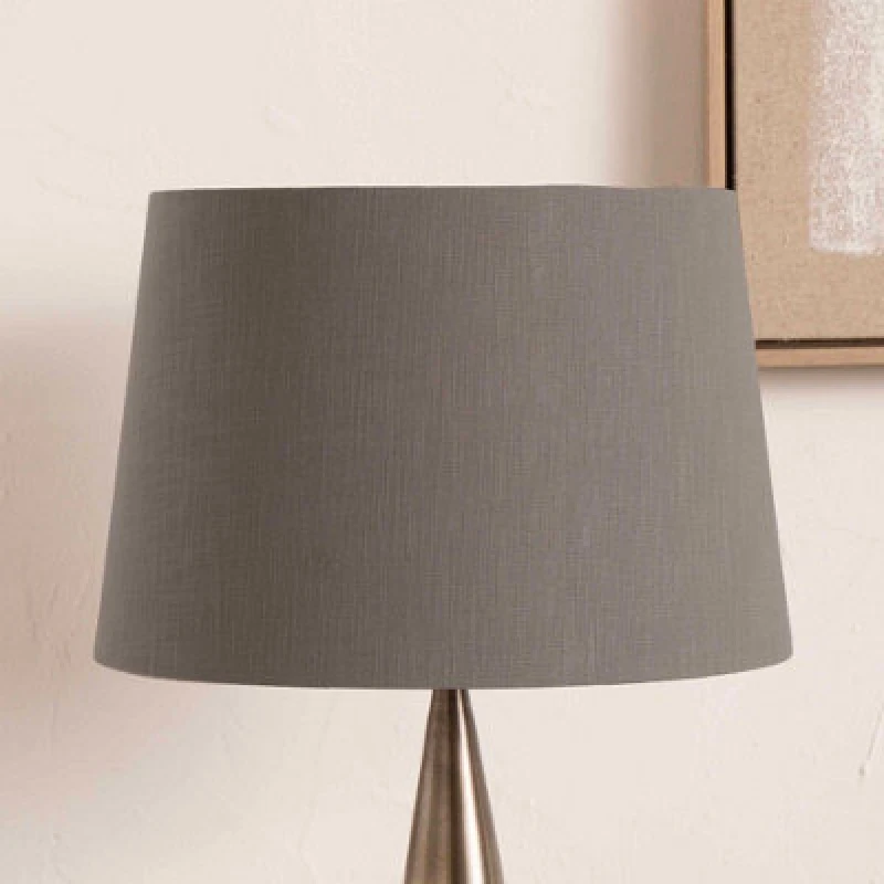 Image of Pacific Lifestyle 25Cm Grey Linen Tapered Cylinder Table Lampshade Modern Self Lined Lamp Shade