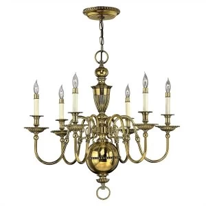 Image of 6 Light Chandelier Polished Brass Finish, E14
