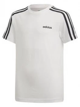 image of adidas Boys 3 Stripe Short Sleeve T-Shirt - White, Size 13-14 Years