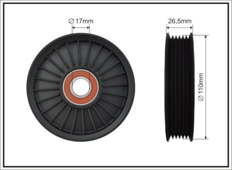 Image of CAFFARO Deflection / guide pulley, V-ribbed belt CAFFARO 500572