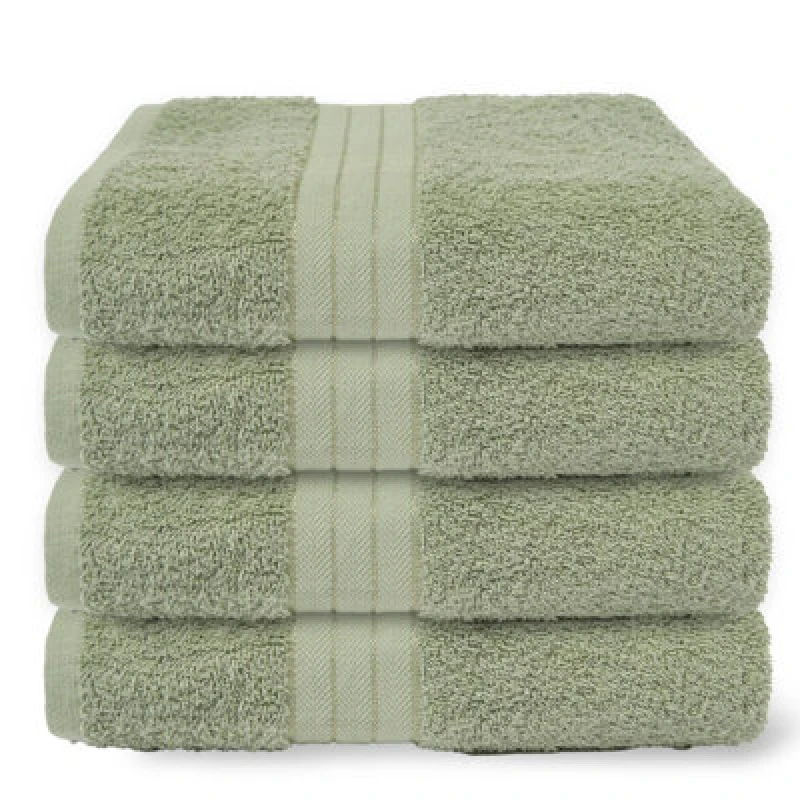 Image of OHS OHS 4 Pack of 100% Cotton Bathroom Bath Towel in Pale Green Pale Green Bath Towel Unisex 5027434229161