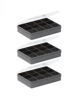 Image of Wham Organiser Boxes With 12 Divisions ; Set Of 3