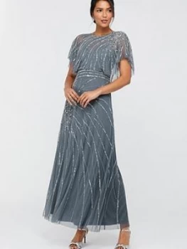 image of Monsoon Florence Embellished Maxi Dress, Blue, Size 8, Women