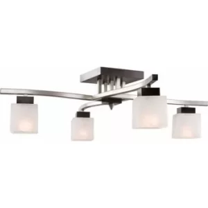 Image of Dana Multi Arm Semi Flush Ceiling Light With Glass Shade, Wenge, 4x E27