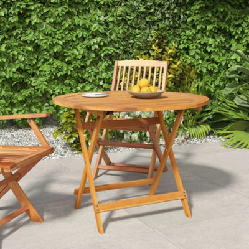 Image of VIDAXL Folding Garden Table o 90x75cm Solid Wood Acacia Vidaxl 8720845672263