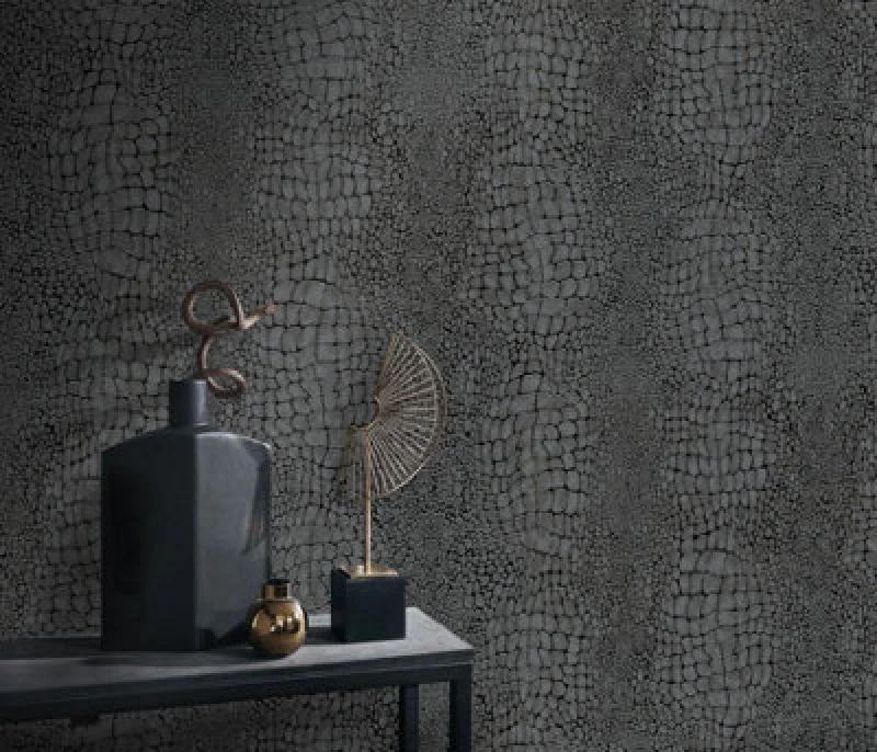 Image of Erismann Scala - Textured Blown Wallpaper In Black
