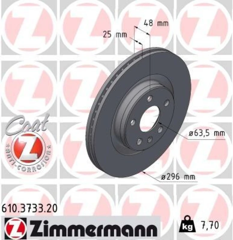 Image of ZIMMERMANN Brake disc ZIMMERMANN 610.3733.20