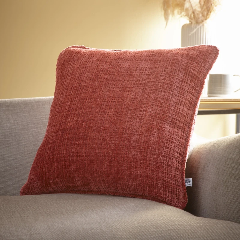 Image of Appletree 'Alba' Textured Chenille Filled Cushion Terracotta