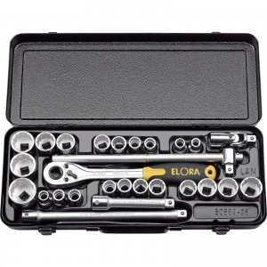 Image of Elora 28 Piece 1/2" Drive Bi Hex Socket Set Metric and Imperial 1/2"