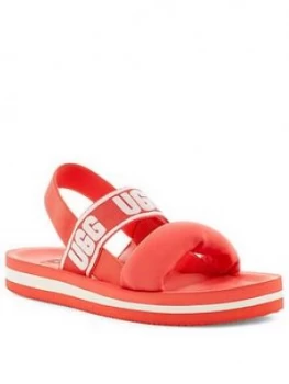 image of UGG Zuma Sling Flat Sandal - Coral, Size 3, Women