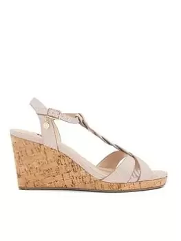 Image of Dune London Koala Plait T Bar Wedge - Rose Gold, Metal, Size 3, Women