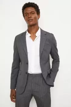 Image of Slim Fit Grey Stripe Jersey Suit Jacket