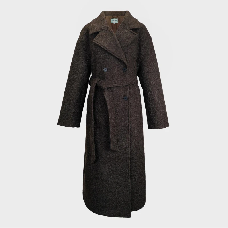Image of Jack Wills Womens Duster Calf Length Long Sleeve Lapel Collar Button Overcoat Cocoa female 8 (XS)