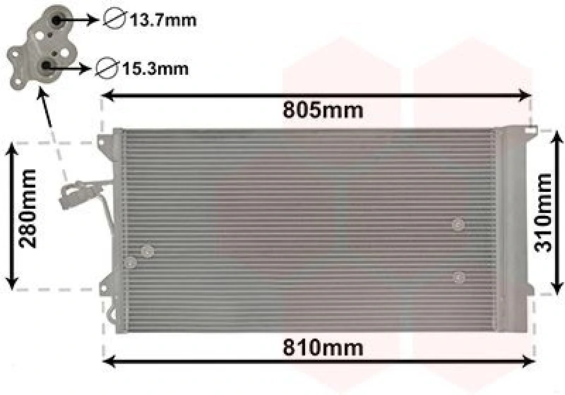 Image of VAN WEZEL Air conditioning condenser VAN WEZEL 58005244