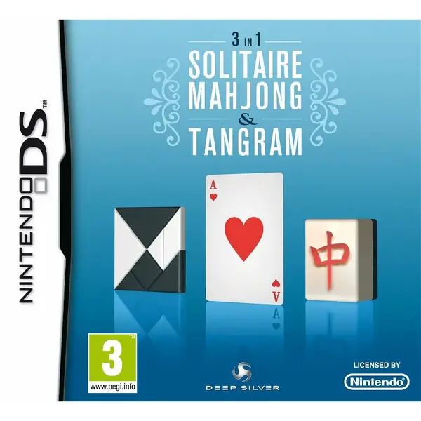 image of 3 in 1 Solitaire Mahjong and Tangram Nintendo DS Game