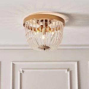 image of 3 Light Flush Light Rose Gold Paint & Clear Glass, E14