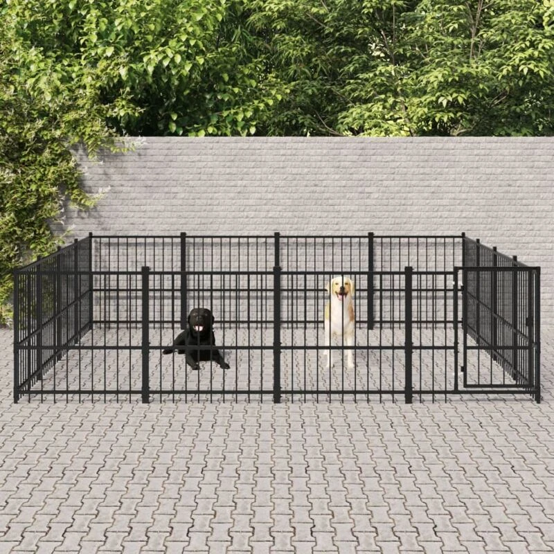 Image of VIDAXL Outdoor Dog Kennel Steel 15.05 m² Vidaxl 8720287215905