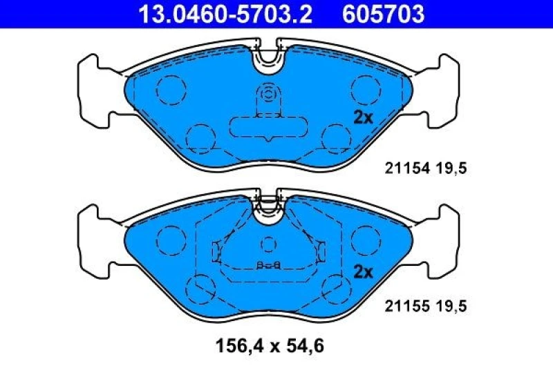 Image of ATE 13.0460-5703.2 Brake pad set excl. wear warning contact Brake Pad Set,disc brake (402)