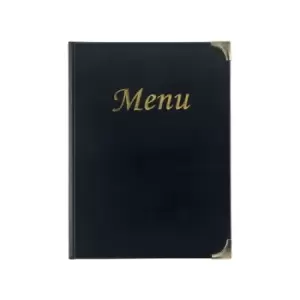 image of Securit Basic Range Menu Book Cover with 4 Fixed Double-sided A4 Inserts Black MC-BRA4-BL