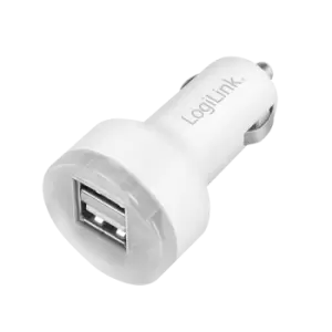 LogiLink USB Car Charger, 2 Port, 10.5W, white