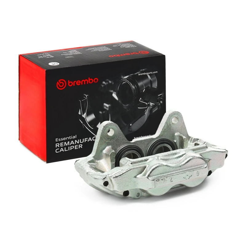 Image of BREMBO F 83 222 Brake caliper ESSENTIAL LINE Front Axle Left Grey Cast Iron Brake Caliper (78)