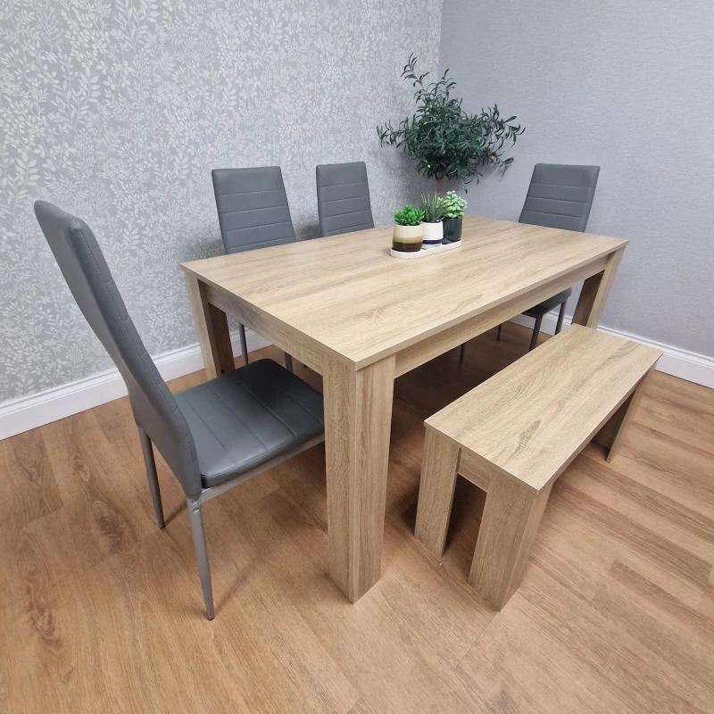 Image of KOSY KOALA Dining Table Set with 4 Chairs Dining Room and Kitchen table set of 4, and Benches Beige unisex