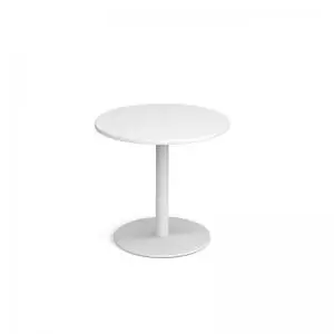 image of Monza circular dining table with flat round white base 800mm - white