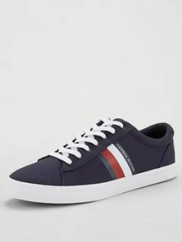 Image of Tommy Hilfiger Stripe Detail Sneakers - Desert Sky Navy, Desert Sky Navy, Size 6, Men