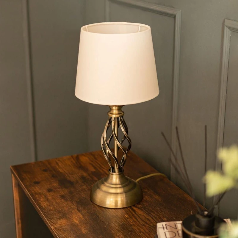 Image of ValueLights ValueLights Pair Of Memphis Antique Brass Traditional Table Lamps in Brown Brown One Size Unisex 5059406038334
