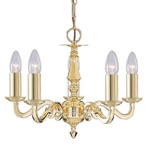 Image of 5 Light Multi Arm Ceiling Pendant Polished Brass, E14