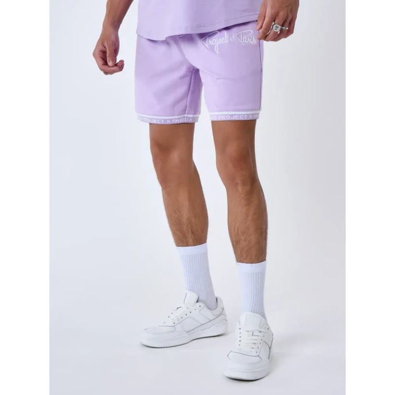 Image of Project X Paris Embroidered logo shorts Project X Paris Violet Male XL