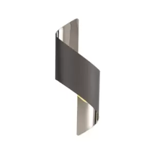 image of Luminosa Wall Lamp Small, 1 x 8W LED, 3000K, 640lm, Anthracite, Polished Chrome, 3yrs Warranty