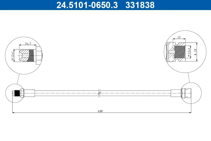 Image of Brake hose ATE 24.5101-0650.3