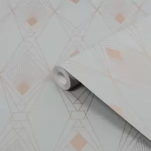 Image of Next Deco Geometric Grey Metallic Effect Smooth Wallpaper