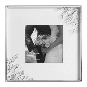 image of 4" x 4" - Amore By Juliana Silver Plated Floral Photo Frame