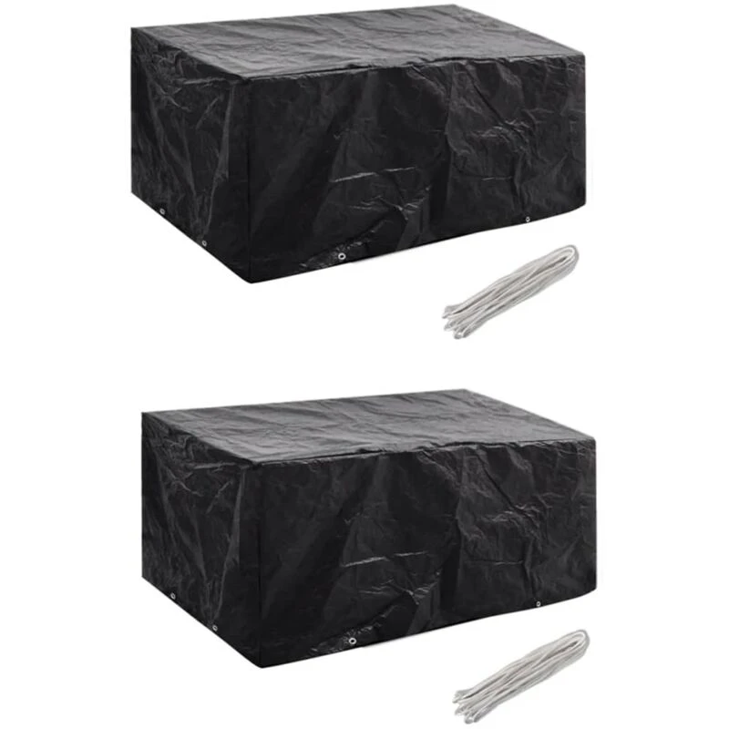Image of vidaXL 2x Garden Patio Furniture Covers 4 Persons Poly Rattan Set 8 Eyelets