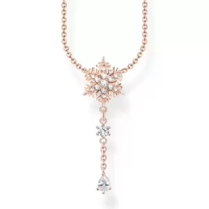 Image of THOMAS SABO Rose Gold Plated Zirconia Snowflake Y Necklace