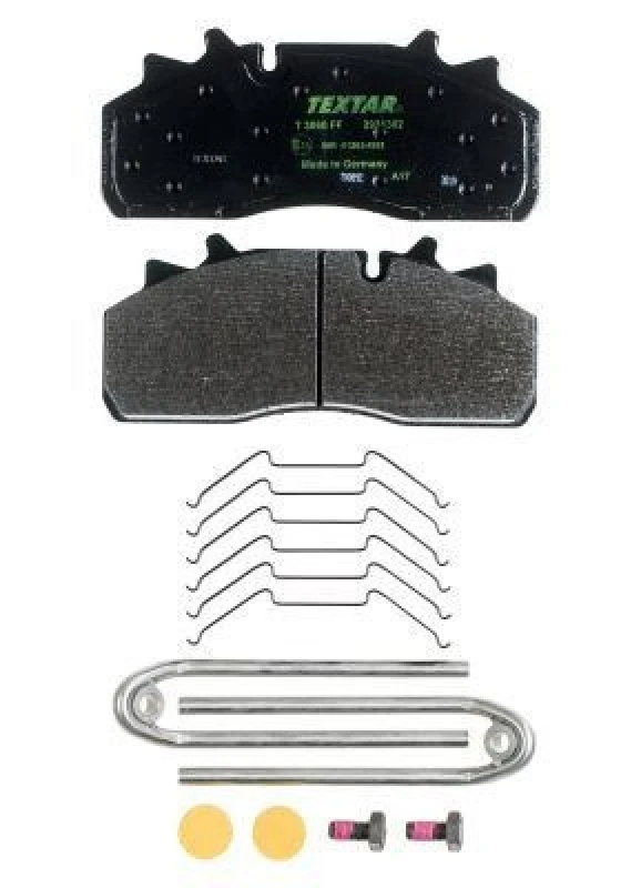 Image of TEXTAR 2931302 Brake pad set prepared for wear warning indicator, with accessories, WI-fastener, with brake caliper screws Brake Pad Set,disc brake (