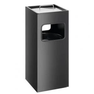 Image of Durable WASTE BASKET Metal with Ashtray Square 17 litre bin and 2