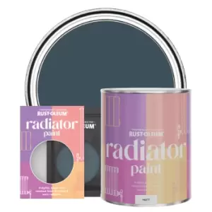 Image of Rust-Oleum Radiator Paint, Matt Finish - Evening Blue - 750ml